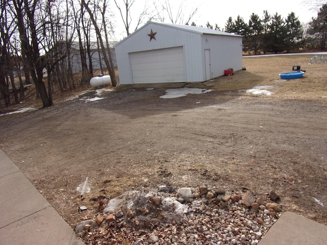 view of detached garage