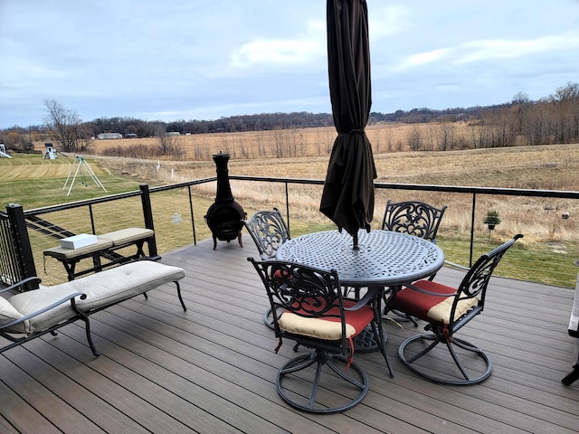 deck with a rural view