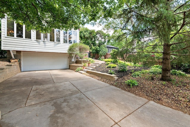 exterior space with a garage