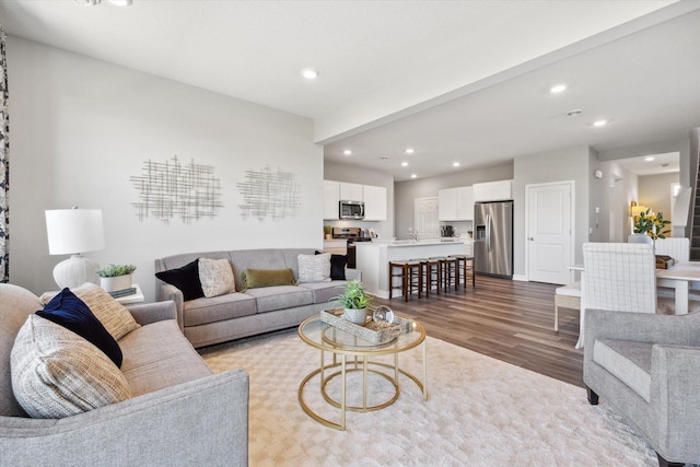 living room with wood-type flooring