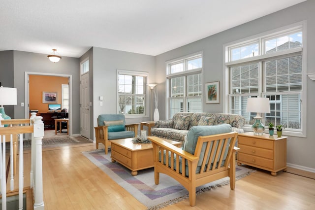 living room featuring light wood-type flooring