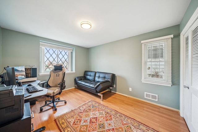 office featuring hardwood / wood-style flooring