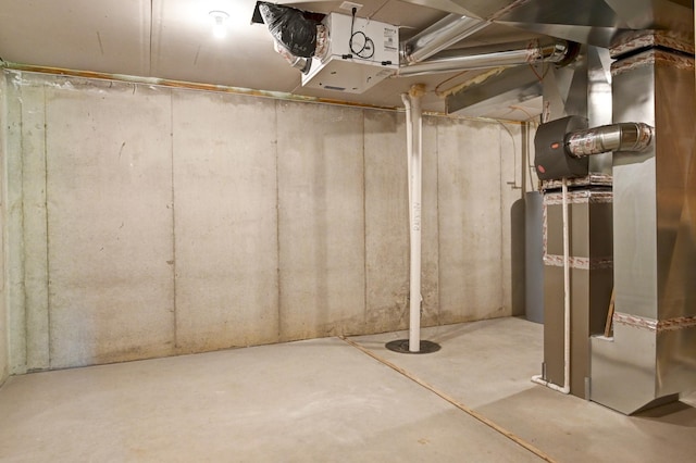 basement with heating unit