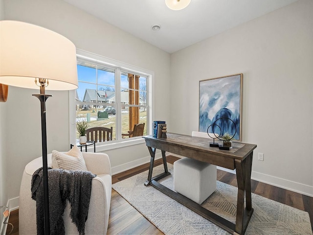 office space featuring hardwood / wood-style floors