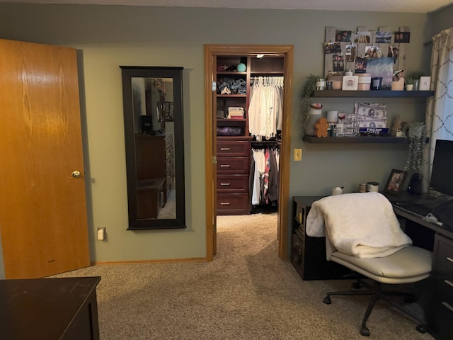 view of carpeted home office