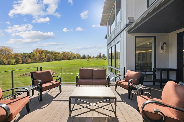 3175 Tuckborough Trl, Medina, MN 55356 - deck with an outdoor hangout area and a yard