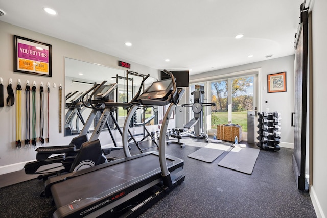 3175 Tuckborough Trl, Medina, MN 55356 - gym with recessed lighting and baseboards