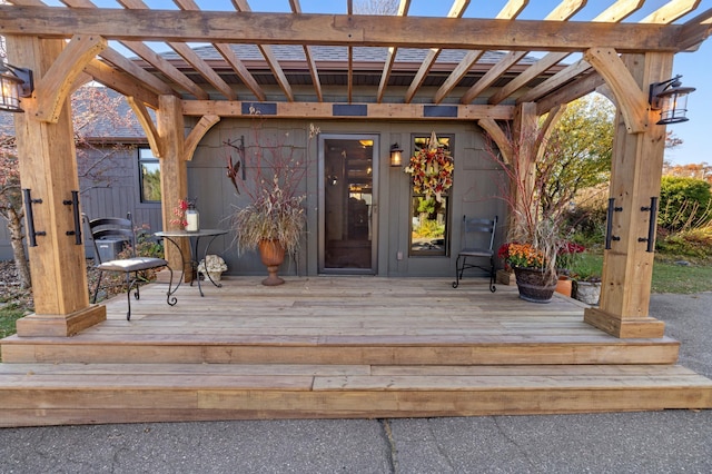 deck featuring a pergola