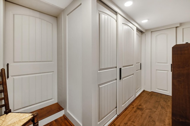 hall featuring dark hardwood / wood-style floors