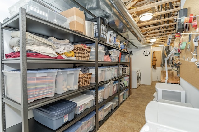 storage with washing machine and clothes dryer