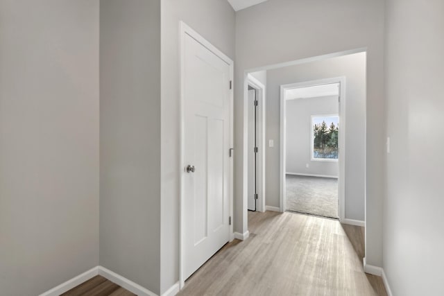 hall featuring light wood-type flooring