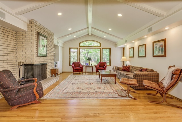 1755 Glenview Ave, Arden Hills, MN 55112 - living room with a brick fireplace and wood finished floors