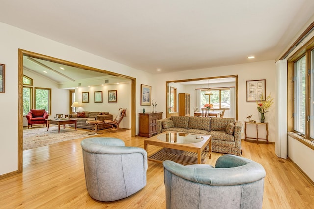 1755 Glenview Ave, Arden Hills, MN 55112 - living room with light wood-style flooring, recessed lighting, and lofted ceiling