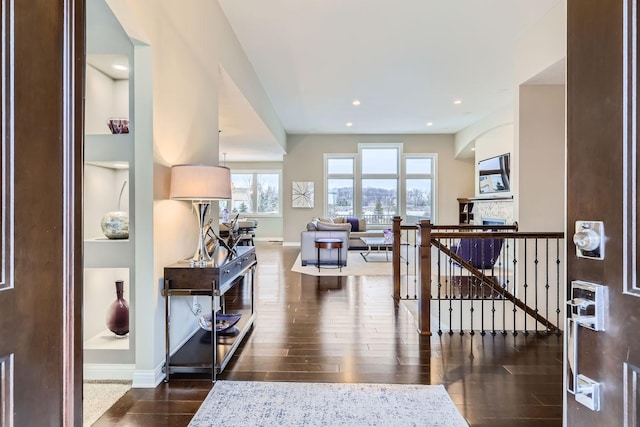 hall featuring dark hardwood / wood-style flooring