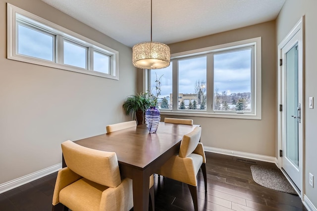 dining area featuring dark hardwood / wood-style flooring