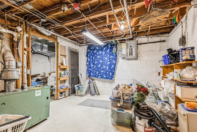 basement with electric panel