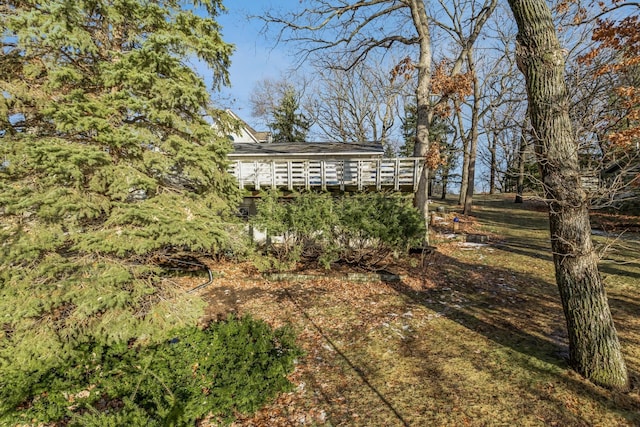 view of yard with a wooden deck