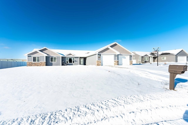 single story home featuring a garage