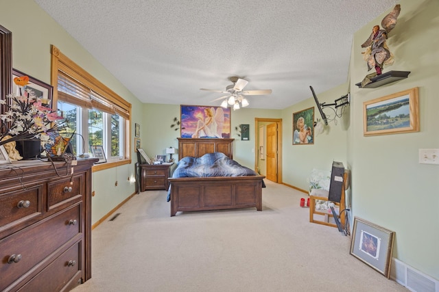 3078 70th St SW, Waverly, MN 55390 - bedroom featuring a textured ceiling, light colored carpet, baseboards, and a ceiling fan