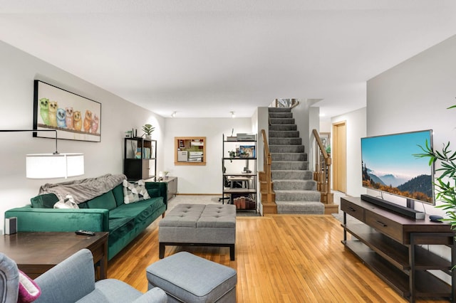 living room with hardwood / wood-style floors