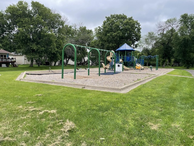 view of play area featuring a yard