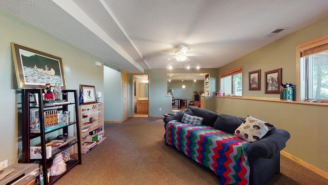 bedroom with visible vents, multiple windows, and carpet flooring