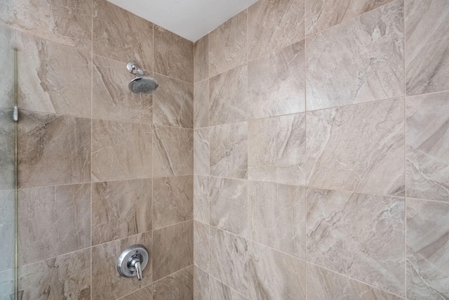 interior details featuring a tile shower