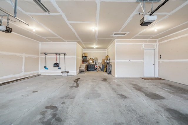 garage with a garage door opener