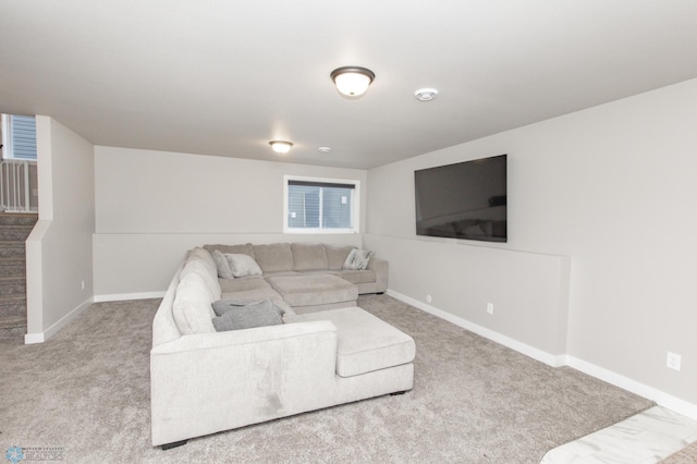 living room featuring carpet floors