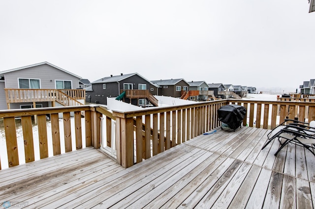 wooden deck with area for grilling