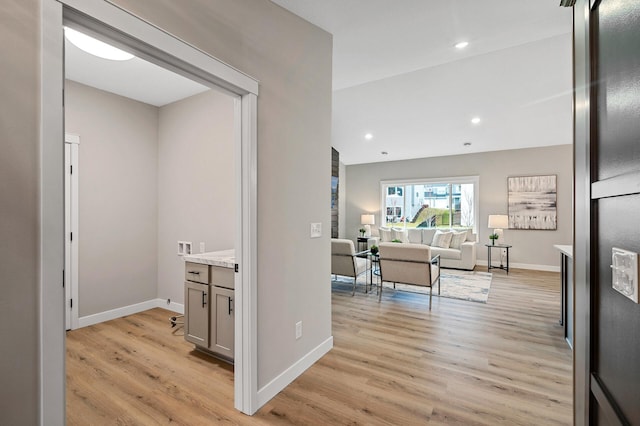 hall featuring light wood-type flooring