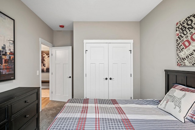 bedroom featuring carpet floors and a closet