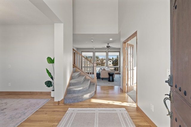 foyer entrance featuring light hardwood / wood-style floors