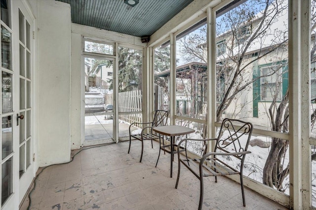 view of unfurnished sunroom