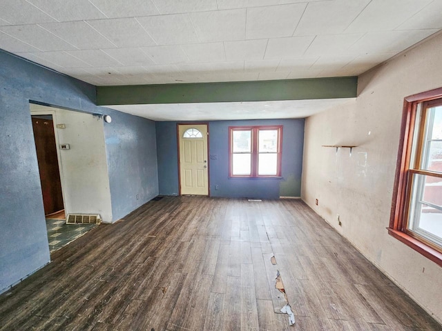 interior space with dark wood-type flooring