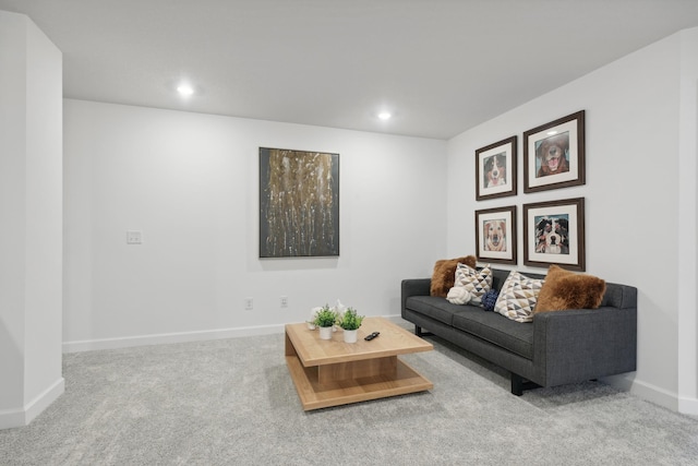 living room with carpet flooring