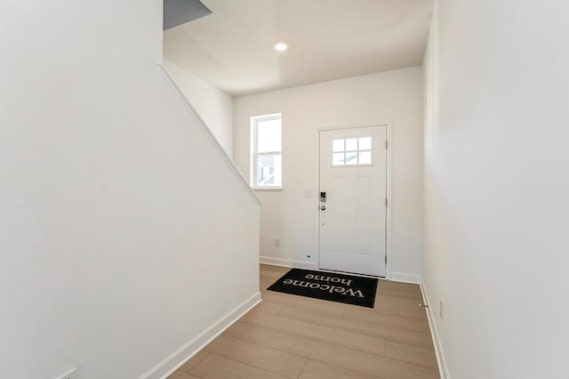 foyer entrance featuring hardwood / wood-style flooring