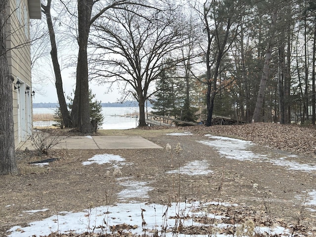 view of yard layered in snow