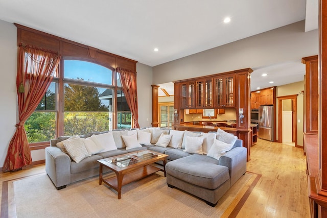 living room featuring light hardwood / wood-style flooring