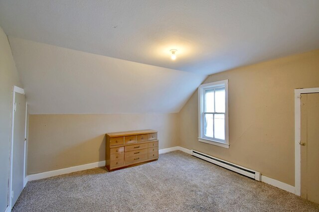 303 Alexandria St NW, Evansville, MN 56326 - additional living space featuring lofted ceiling, baseboard heating, and light carpet