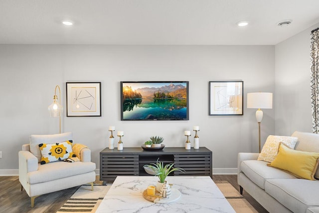 living room featuring hardwood / wood-style flooring