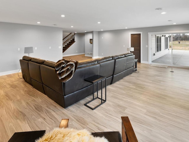 living room featuring light wood-type flooring