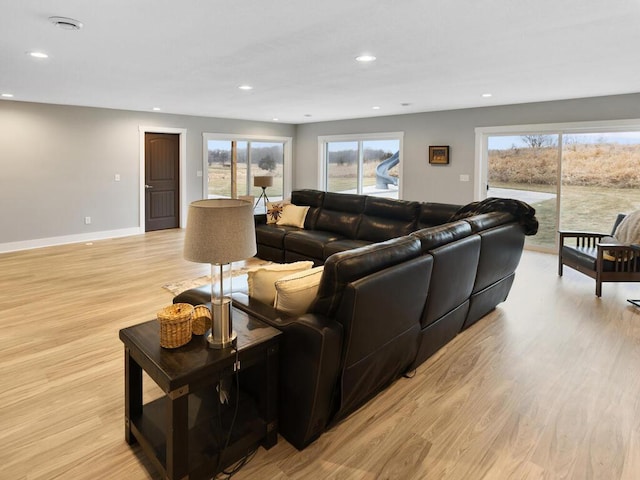 living room featuring light hardwood / wood-style flooring