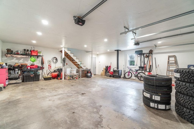 garage with a garage door opener