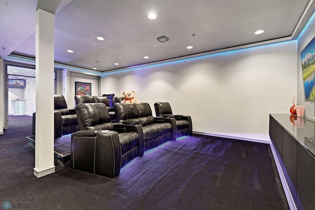 view of carpeted home theater room