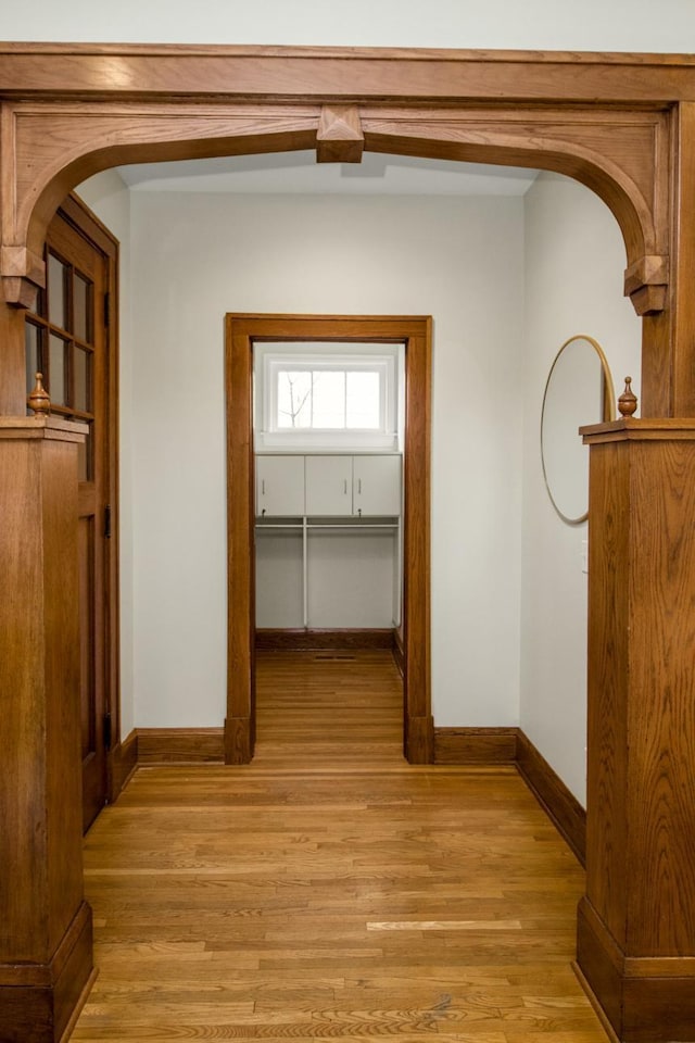 hall featuring light hardwood / wood-style floors