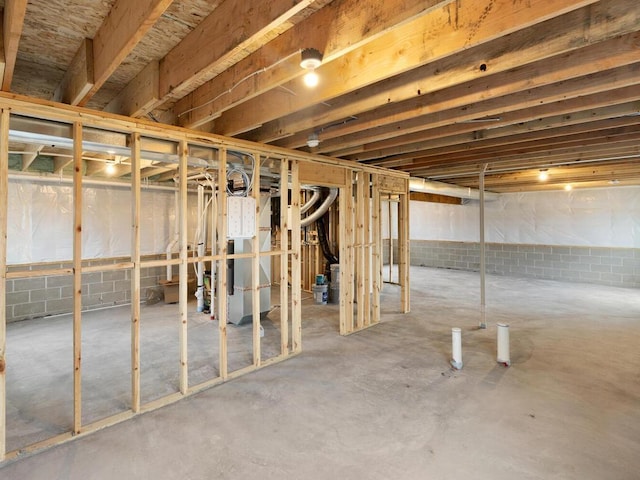 basement with heating unit