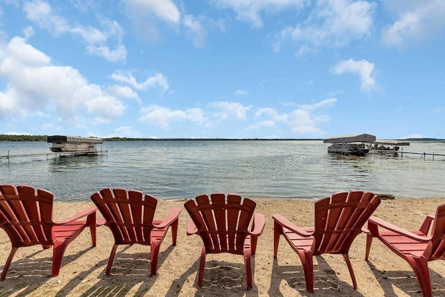 view of water feature featuring a dock