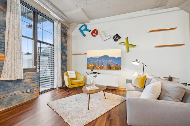 living area with wood finished floors