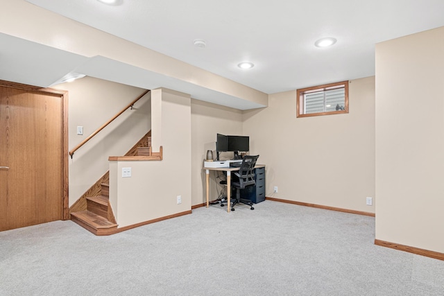 view of carpeted office space